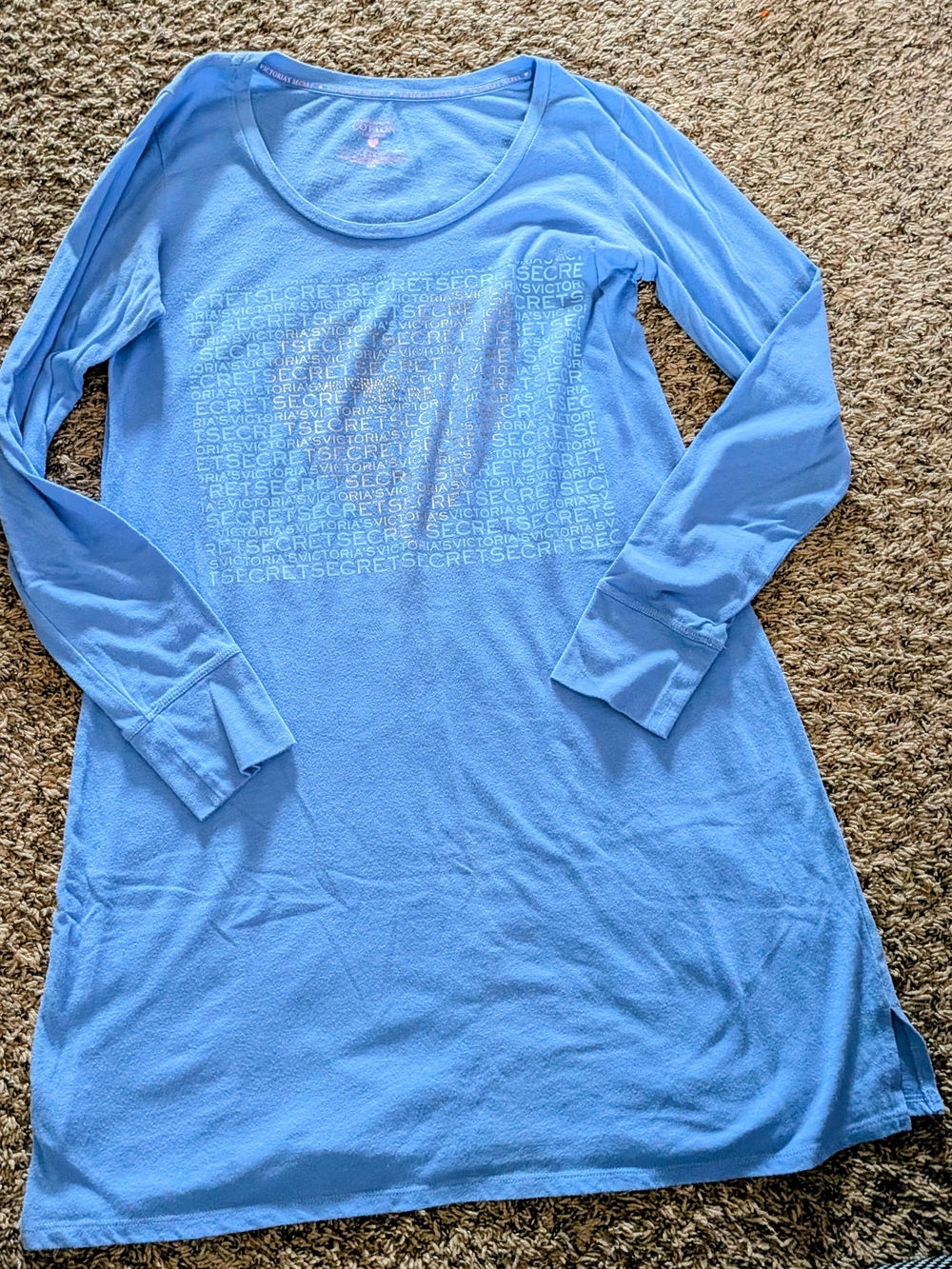 Victoria's Secret Sky Blue Long Sleeve Tunic Nightshirt